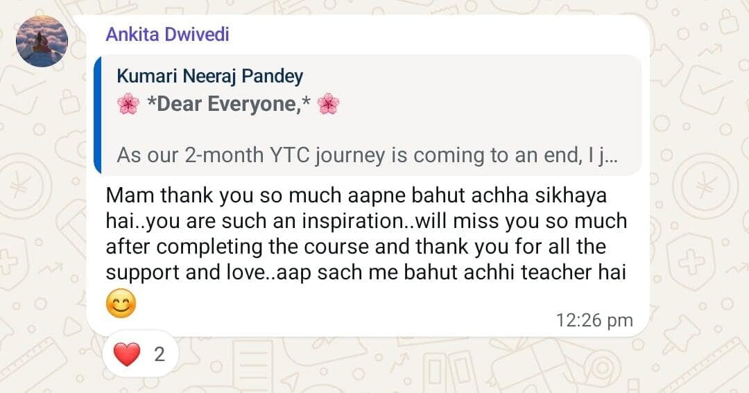 AVIYOG WhatsApp Testimonial during course shared by Students
