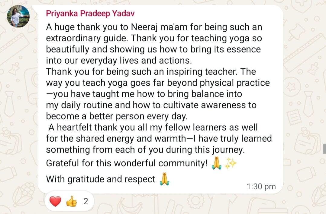 AVIYOG WhatsApp Testimonial during course shared by Students