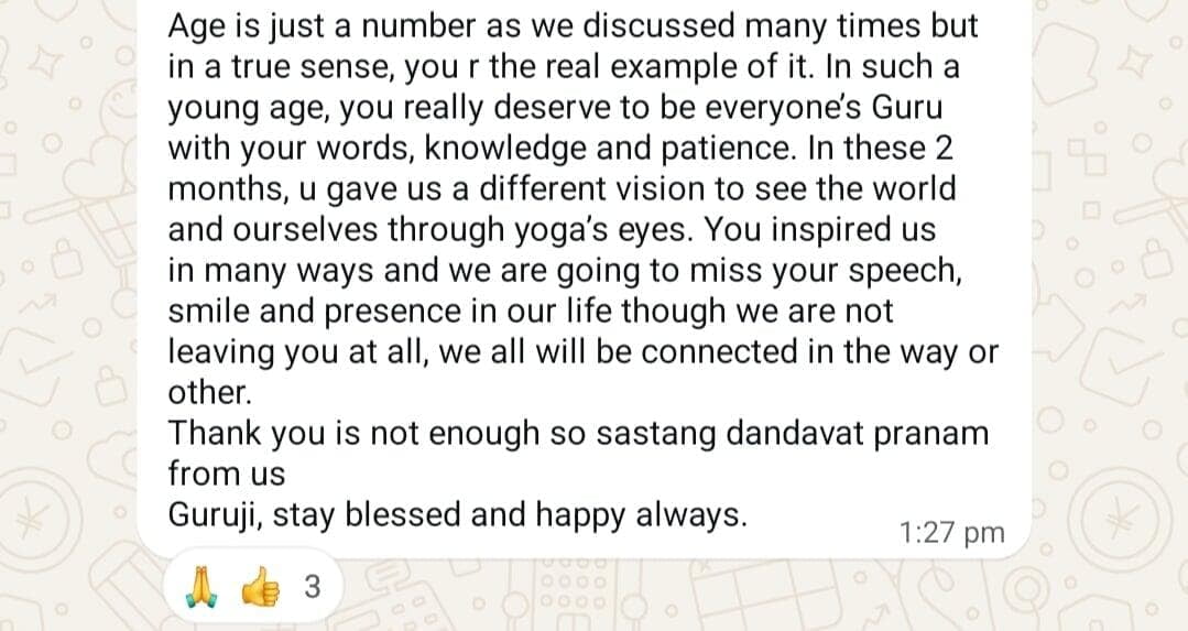 AVIYOG WhatsApp Testimonial during course shared by Students