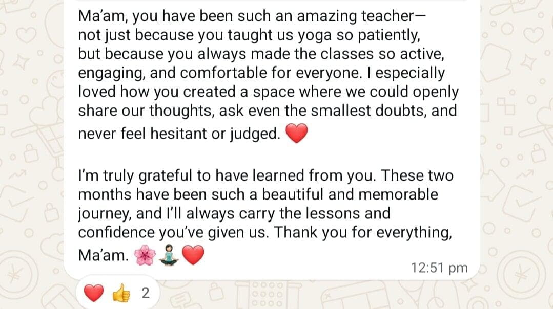 AVIYOG WhatsApp Testimonial during course shared by Students