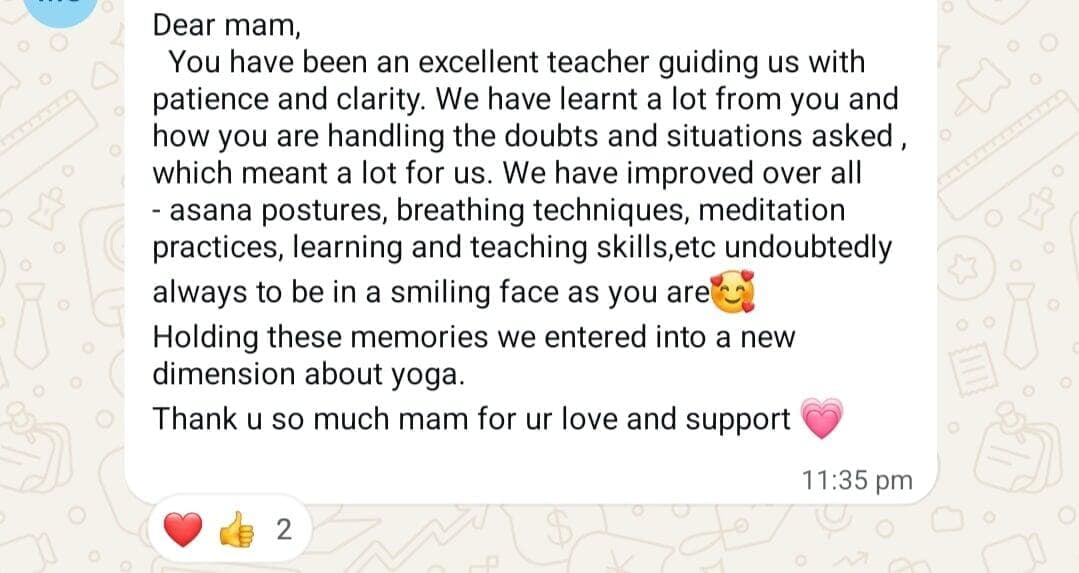 AVIYOG WhatsApp Testimonial during course shared by Students
