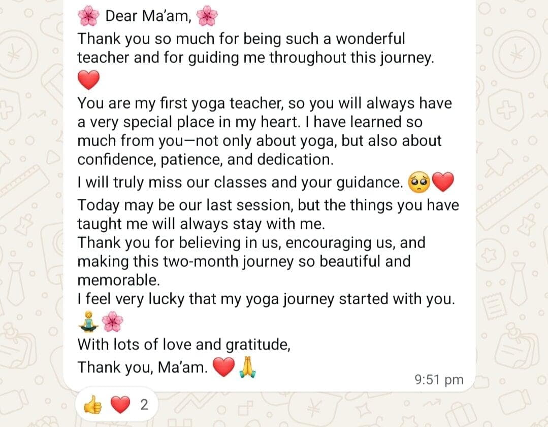 AVIYOG WhatsApp Testimonial during course shared by Students