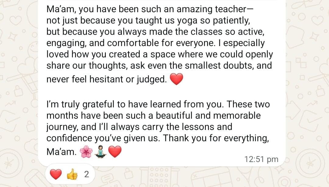 AVIYOG WhatsApp Testimonial during course shared by Students