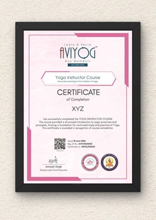 AVIYOG Yoga Instructor Course Certificate